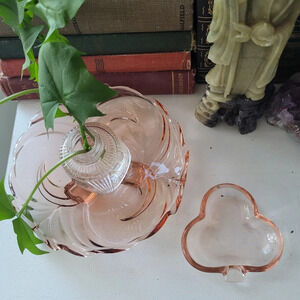 Vintage pink rose color trinket dish plate trays - entrance table decor - Clover